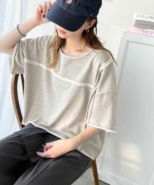 Java(ジャバ)の「《JaVa ジャバコラボ》カジュアルコーデ の主役に。半袖ダメージ加工裏毛プルオーバー(Tシャツ/カットソー・レディース・チャコール/インディゴブルー/オートミール/杢グレー/オフホワイト・LARGE/MEDIUM/SMALL/X-LARGE)」の10枚目の写真