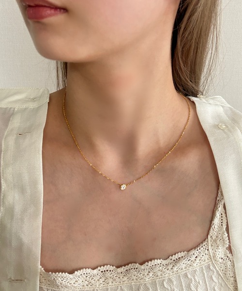 ciite' surgical stainless（シーテサージカルステンレス）の「【 金属アレルギー対応 】 ブライトストーンネックレス サージカルステンレス（ネックレス・レディース・シルバー/ゴールド・FREE）」の4枚目の写真