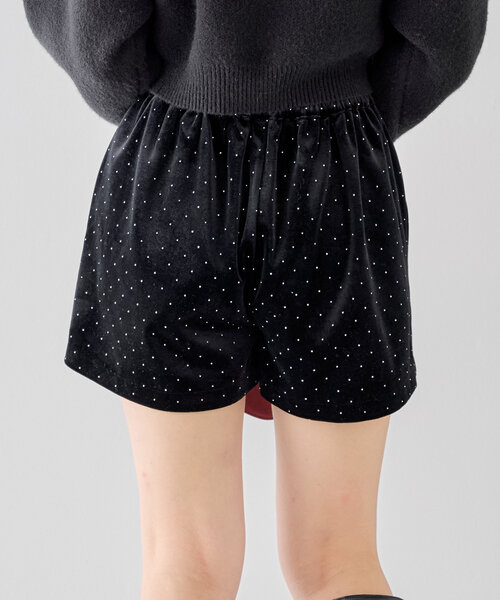 セール】ラインストーンベロアショートパンツ（その他パンツ）｜Chico