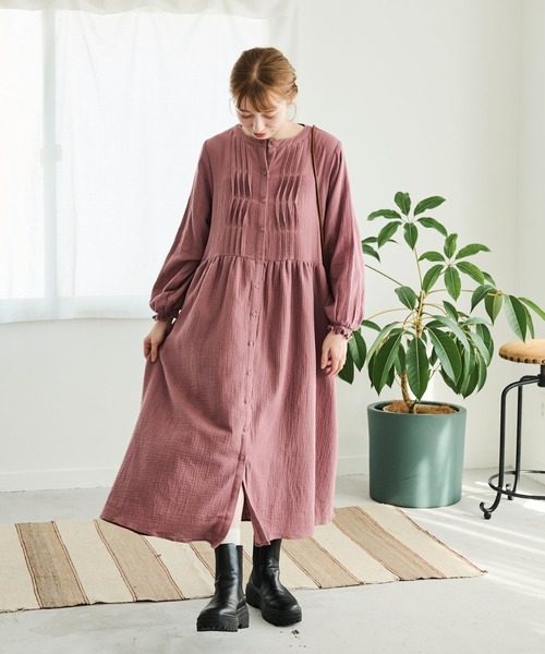 Crisp（クリスプ）の「フロントタックダブルガーゼワンピース