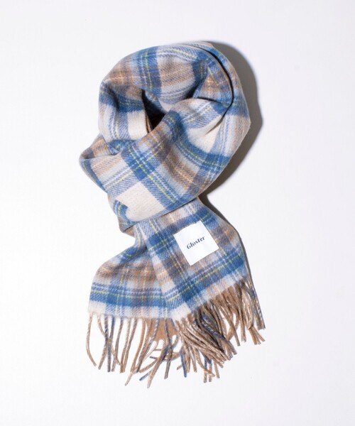 GLOSTER（グロスター）の「【GLOSTER/グロスター】カシミヤブレンドウールマフラー リバーシブル (無地/チェック)（マフラー・メンズ・ブルー系その他2/ブルー系その他3/ブラック系その他2/ブルー/ブラック系その他/グリーン/レッド/ブルー系その他/ネイビー/ベージュ・FREE）」の8枚目の写真