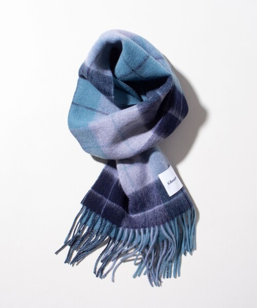 GLOSTER（グロスター）の「【GLOSTER/グロスター】カシミヤブレンドウールマフラー リバーシブル (無地/チェック)（マフラー・メンズ・ブルー系その他2/ブルー系その他3/ブラック系その他2/ブルー/ブラック系その他/グリーン/レッド/ブルー系その他/ネイビー/ベージュ・FREE）」の7枚目の写真