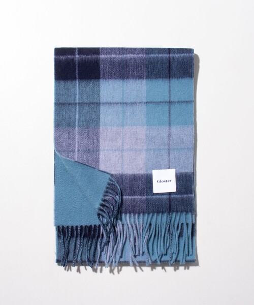 GLOSTER（グロスター）の「【GLOSTER/グロスター】カシミヤブレンドウールマフラー リバーシブル (無地/チェック)（マフラー・メンズ・ブルー系その他2/ブルー系その他3/ブラック系その他2/ブルー/ブラック系その他/グリーン/レッド/ブルー系その他/ネイビー/ベージュ・FREE）」の13枚目の写真