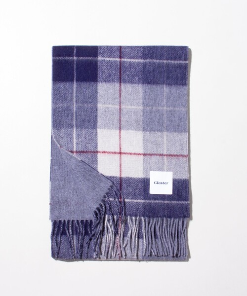 GLOSTER（グロスター）の「【GLOSTER/グロスター】カシミヤブレンドウールマフラー リバーシブル (無地/チェック)（マフラー・メンズ・ブルー系その他2/ブルー系その他3/ブラック系その他2/ブルー/ブラック系その他/グリーン/レッド/ブルー系その他/ネイビー/ベージュ・FREE）」の18枚目の写真