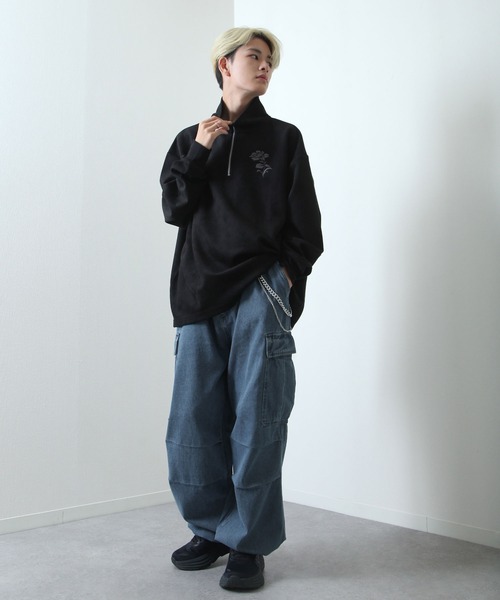 NILWAY（ニルウェイ）の「スラブ デニム ワイド グランジ カーゴパンツ（カーゴパンツ・メンズ・ブルー/ブラック/ブラック系・MEDIUM/SMALL/X-LARGE/LARGE）」の18枚目の写真