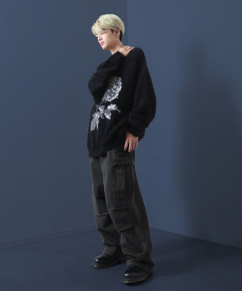 NILWAY（ニルウェイ）の「スラブ デニム ワイド グランジ カーゴパンツ（カーゴパンツ・メンズ・ブルー/ブラック/ブラック系・MEDIUM/SMALL/X-LARGE/LARGE）」の15枚目の写真