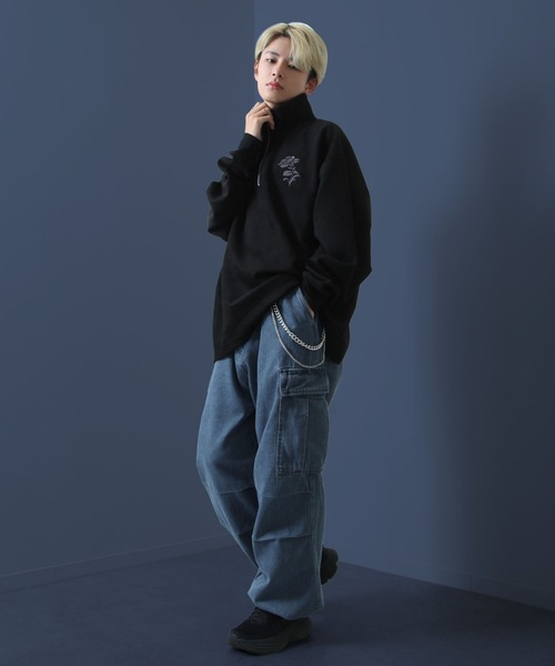 NILWAY（ニルウェイ）の「スラブ デニム ワイド グランジ カーゴパンツ（カーゴパンツ・メンズ・ブルー/ブラック/ブラック系・MEDIUM/SMALL/X-LARGE/LARGE）」の21枚目の写真