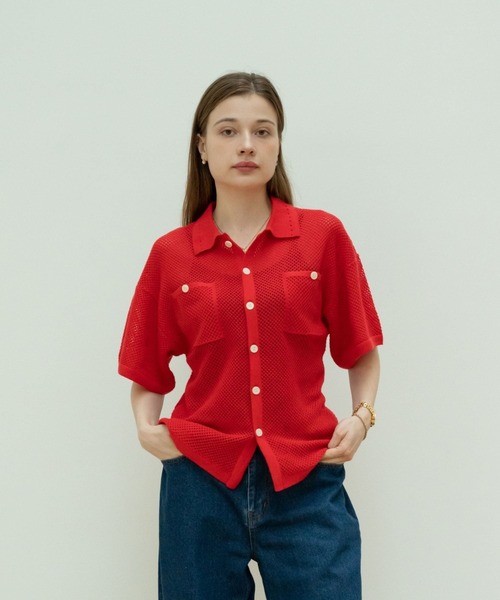 【セール】mesh knit shirts（シャツ/ブラウス）｜skoool（スクール） 6,257円