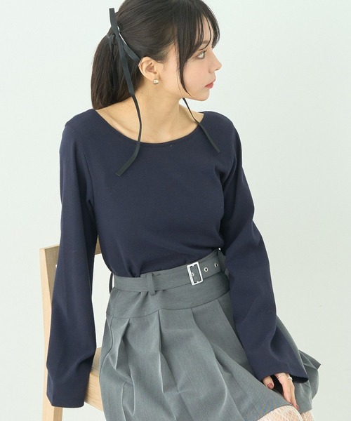 earth music&ecology（アースミュージックアンドエコロジー）の「2WAYネックリブプルオーバー（Tシャツ/カットソー・レディース・ネイビー/その他1/その他2/ブラック/ピンク系その他/オフホワイト・FREE）」の3枚目の写真