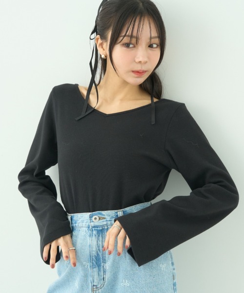 earth music&ecology（アースミュージックアンドエコロジー）の「2WAYネックリブプルオーバー（Tシャツ/カットソー・レディース・ネイビー/その他1/その他2/ブラック/ピンク系その他/オフホワイト・FREE）」の2枚目の写真