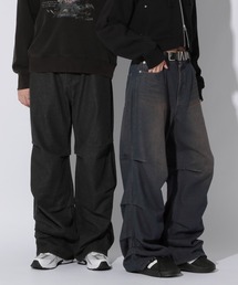 Anui | 【UNISEX/3サイズ展開】タックギャザーデニム(デニムパンツ)