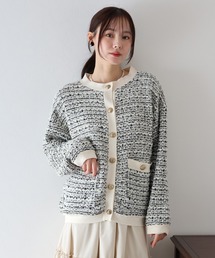 BLUEEAST | ノーカラーツイードジャケット(ノーカラージャケット)