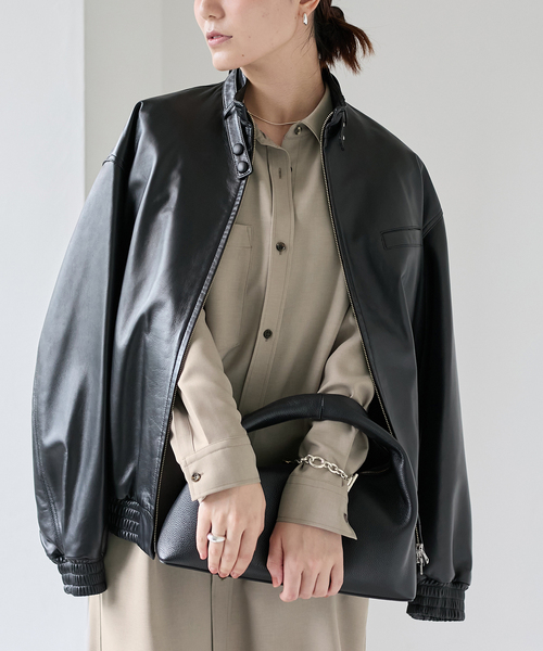 VERMEIL par iena(ヴェルメイユパーイエナ)の「INSCRIRE(アンスクリア) Sheep Leather Blouson I24AWBZ71B(ライダースジャケット・レディース・ブラック・SMALL)」の4枚目の写真