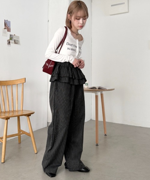 セール】ウエストフリルピンストライプパンツ（その他パンツ