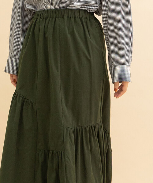 POU DOU DOU（プードゥドゥ）の「イレギュラーヘムフリルスカート（スカート・レディース・ネイビー/カーキ/アイボリー・M）」の9枚目の写真