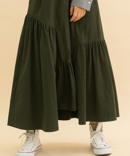 POU DOU DOU（プードゥドゥ）の「イレギュラーヘムフリルスカート（スカート・レディース・ネイビー/カーキ/アイボリー・M）」の10枚目の写真