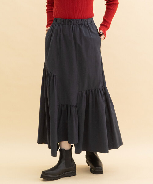 POU DOU DOU（プードゥドゥ）の「イレギュラーヘムフリルスカート（スカート・レディース・ネイビー/カーキ/アイボリー・M）」の12枚目の写真