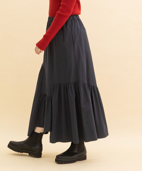 POU DOU DOU（プードゥドゥ）の「イレギュラーヘムフリルスカート（スカート・レディース・ネイビー/カーキ/アイボリー・M）」の13枚目の写真