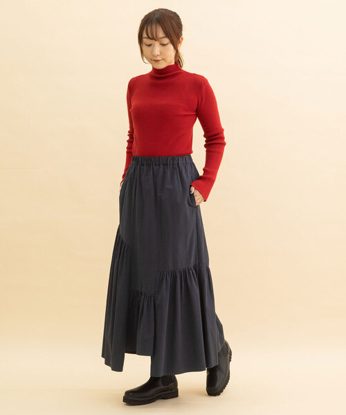 POU DOU DOU（プードゥドゥ）の「イレギュラーヘムフリルスカート（スカート・レディース・ネイビー/カーキ/アイボリー・M）」の14枚目の写真