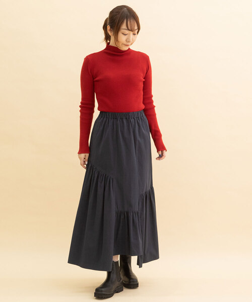 POU DOU DOU（プードゥドゥ）の「イレギュラーヘムフリルスカート（スカート・レディース・ネイビー/カーキ/アイボリー・M）」の16枚目の写真