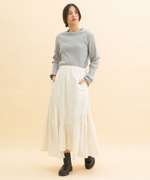 POU DOU DOU（プードゥドゥ）の「イレギュラーヘムフリルスカート（スカート・レディース・ネイビー/カーキ/アイボリー・M）」の22枚目の写真
