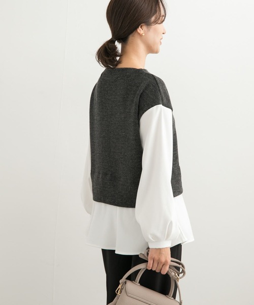 URBAN RESEARCH DOORS(アーバンリサーチドアーズ)の「異素材ペプラムプルオーバー(Tシャツ/カットソー・レディース・チャコールグレー/ネイビー・MEDIUM)」の5枚目の写真