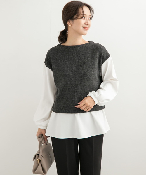 URBAN RESEARCH DOORS(アーバンリサーチドアーズ)の「異素材ペプラムプルオーバー(Tシャツ/カットソー・レディース・チャコールグレー/ネイビー・MEDIUM)」の7枚目の写真