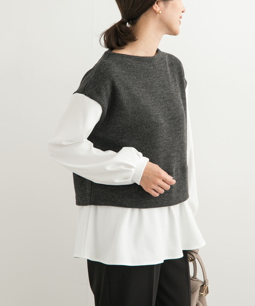 URBAN RESEARCH DOORS(アーバンリサーチドアーズ)の「異素材ペプラムプルオーバー(Tシャツ/カットソー・レディース・チャコールグレー/ネイビー・MEDIUM)」の10枚目の写真