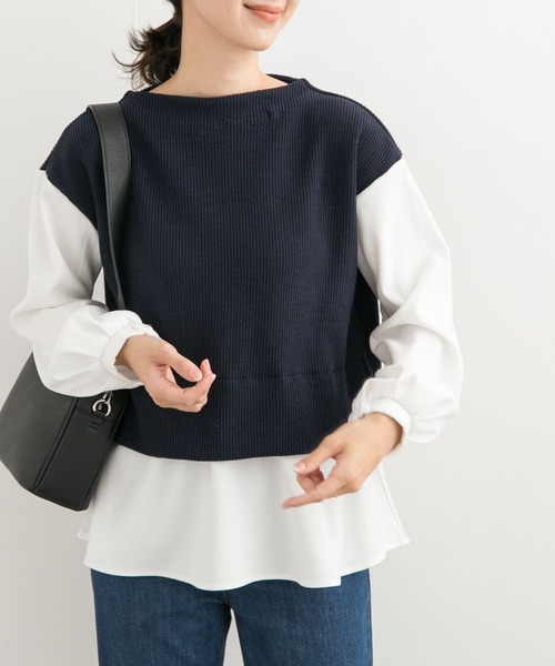 URBAN RESEARCH DOORS(アーバンリサーチドアーズ)の「異素材ペプラムプルオーバー(Tシャツ/カットソー・レディース・チャコールグレー/ネイビー・MEDIUM)」の13枚目の写真