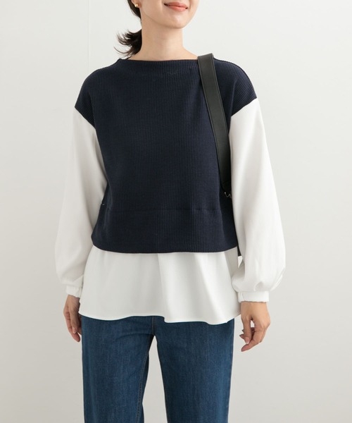 URBAN RESEARCH DOORS(アーバンリサーチドアーズ)の「異素材ペプラムプルオーバー(Tシャツ/カットソー・レディース・チャコールグレー/ネイビー・MEDIUM)」の14枚目の写真