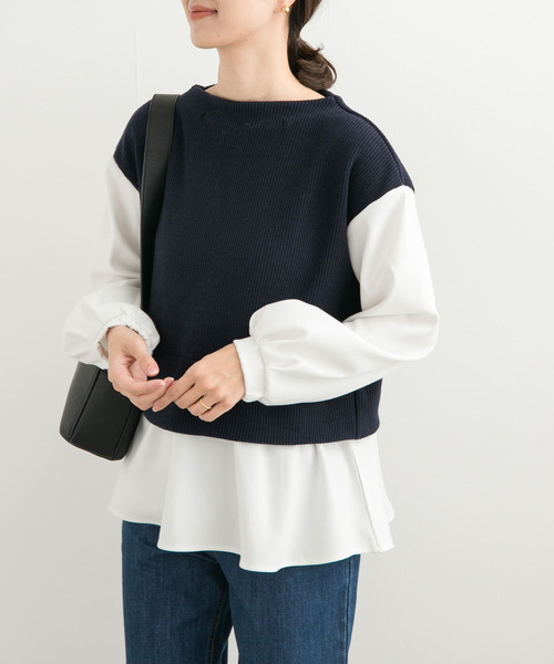 URBAN RESEARCH DOORS(アーバンリサーチドアーズ)の「異素材ペプラムプルオーバー(Tシャツ/カットソー・レディース・チャコールグレー/ネイビー・MEDIUM)」の16枚目の写真