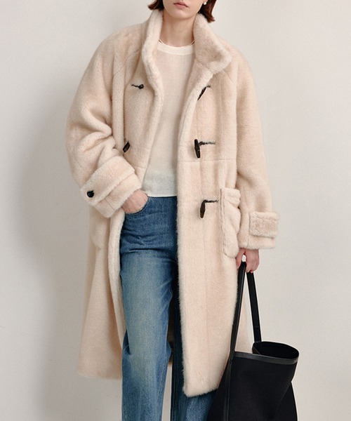 スタンドカラー フェイクファーロングコート FC25W048【Fano Studios