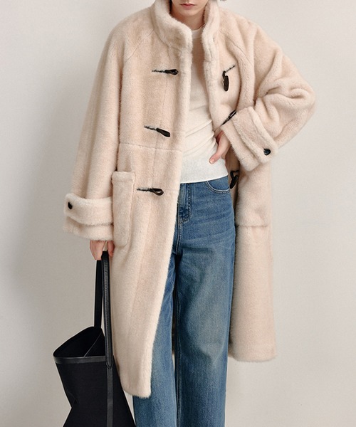 スタンドカラー フェイクファーロングコート FC25W048【Fano Studios