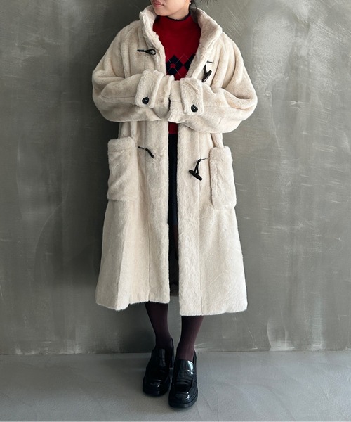 スタンドカラー フェイクファーロングコート FC25W048【Fano Studios