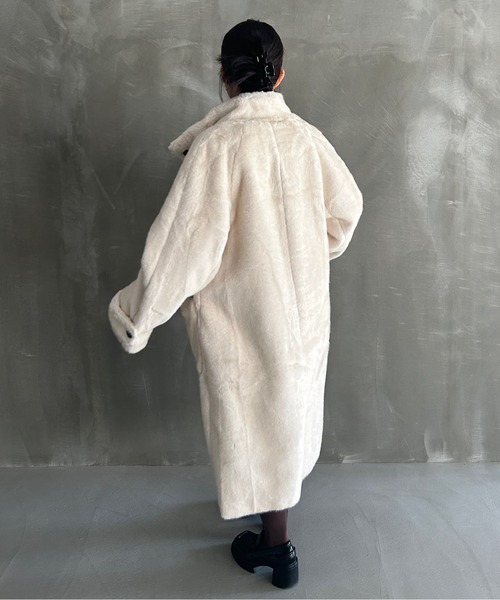 スタンドカラー フェイクファーロングコート FC25W048【Fano Studios