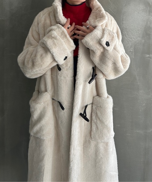 スタンドカラー フェイクファーロングコート FC25W048【Fano Studios