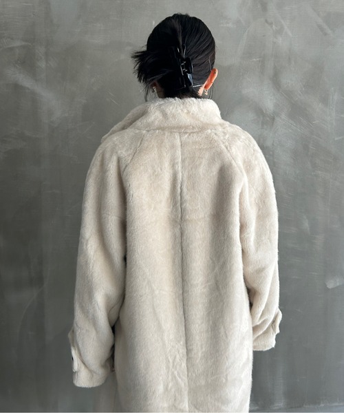 スタンドカラー フェイクファーロングコート FC25W048【Fano Studios