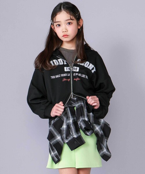 ZIDDY(ジディ)の「フード付きダブルジップパーカー(130~160cm)(パーカー・キッズ・パープル/ブラック・130cm/FREE/140cm/150cm)」の7枚目の写真