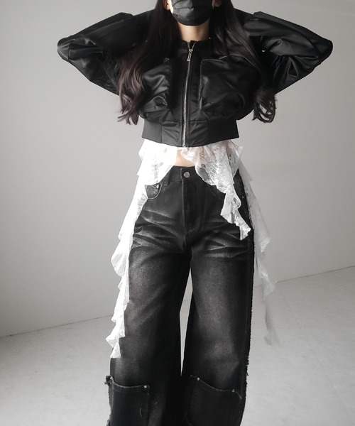 me+em select（ミームセレクト）の「※※【 ２color 】レースフリルレイヤードビスチェキャミソール ／ lace frill layered bustier camisole（キャミソール・レディース・ホワイト/ブラック・FREE）」の17枚目の写真