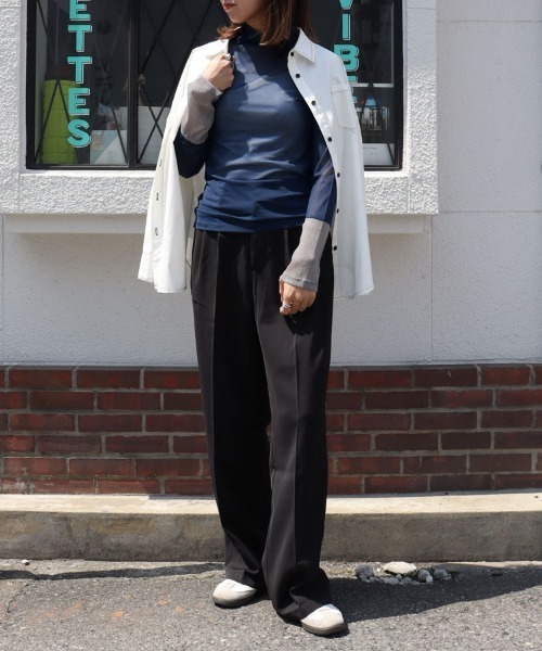 バイカラーシアートップス【ハイネック】（Tシャツ/カットソー