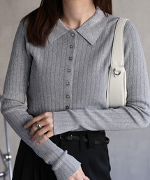 sakishimatokyo（サキシマトーキョー）の「新色追加【選べるサイズ】ポロ衿 リブニットカーディガン/2WAY（カーディガン/ボレロ）」