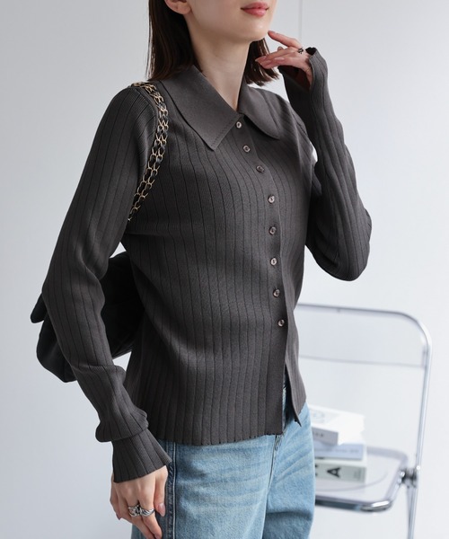 【セール】【新色追加】ポロニット リブカーディガン/サイズ展開あり（カーディガン/ボレロ）｜sakishimatokyo（サキシマトーキョー）