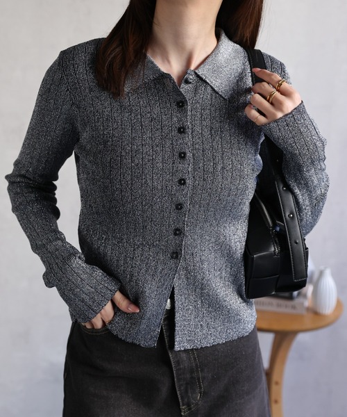 【セール】【新色追加】ポロニット リブカーディガン/サイズ展開あり（カーディガン/ボレロ）｜sakishimatokyo（サキシマトーキョー）