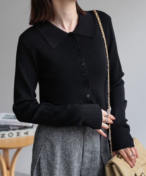 【セール】【新色追加】ポロニット リブカーディガン/サイズ展開あり（カーディガン/ボレロ）｜sakishimatokyo（サキシマトーキョー）