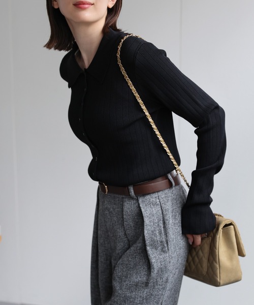 【セール】【新色追加】ポロニット リブカーディガン/サイズ展開あり（カーディガン/ボレロ）｜sakishimatokyo（サキシマトーキョー）