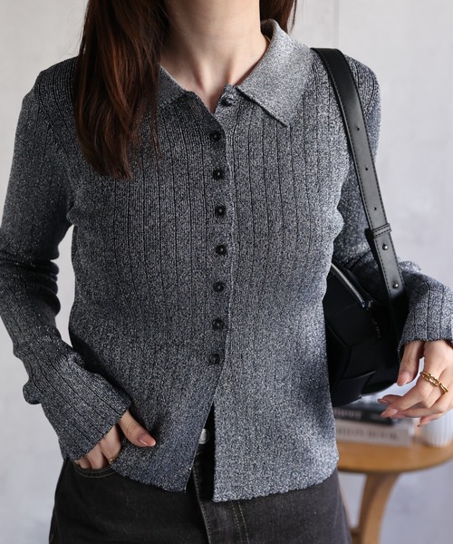 【セール】【新色追加】ポロニット リブカーディガン/サイズ展開あり（カーディガン/ボレロ）｜sakishimatokyo（サキシマトーキョー）