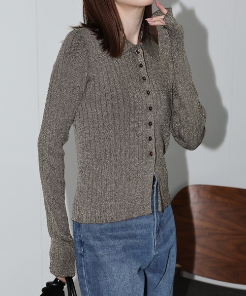 【セール】【新色追加】ポロニット リブカーディガン/サイズ展開あり（カーディガン/ボレロ）｜sakishimatokyo（サキシマトーキョー）