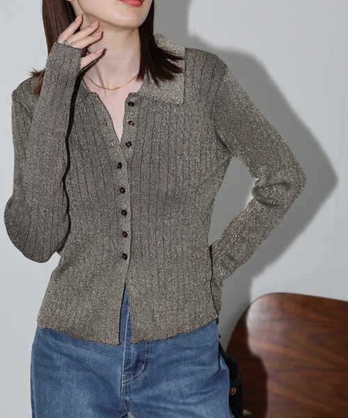 【セール】【新色追加】ポロニット リブカーディガン/サイズ展開あり（カーディガン/ボレロ）｜sakishimatokyo（サキシマトーキョー）