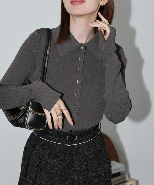 【セール】【新色追加】ポロニット リブカーディガン/サイズ展開あり（カーディガン/ボレロ）｜sakishimatokyo（サキシマトーキョー）