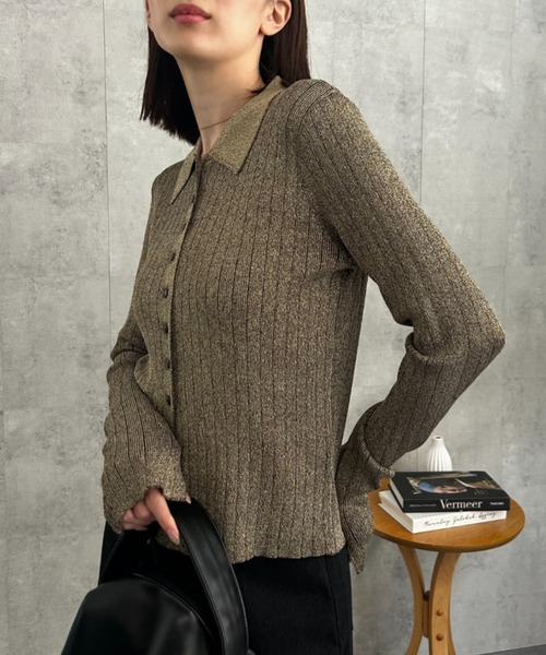 【セール】【新色追加】ポロニット リブカーディガン/サイズ展開あり（カーディガン/ボレロ）｜sakishimatokyo（サキシマトーキョー）